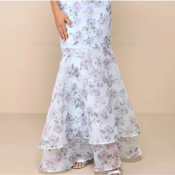 Pure Splendor Light Blue Floral Organza Trumpet
Maxi Dress - Picture 4 of 8